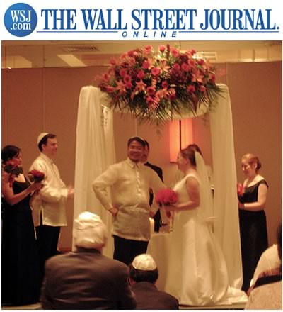 Wall Street Journal logo and photo from our wedding.
