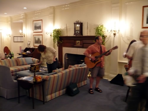 Post-wedding jam session in the hotel lobby