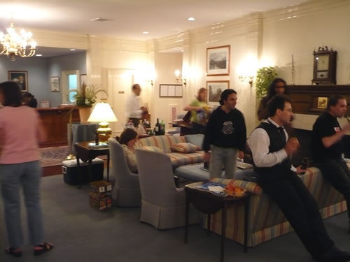 Post-wedding jam session in the hotel lobby