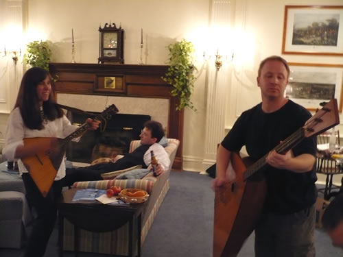 Post-wedding jam session in the hotel lobby