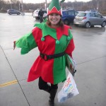 Sara Mercier strikes a jaunty pose in her elf costume