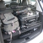 Trunk of the C-MAX, packed with video gear