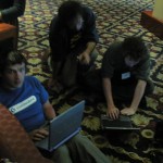 The couches in the hotel lobby were first-come, first-served; after that, you staked out a spot on the floor.