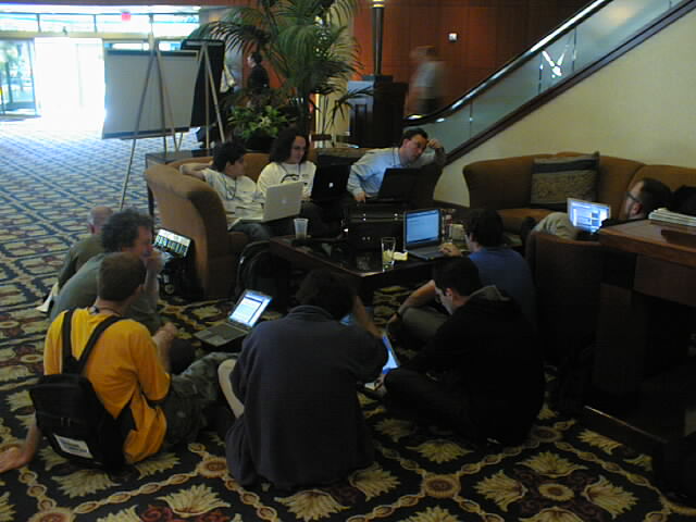 Nerd Hacker Session in the Lobby, ETCon, May 2002