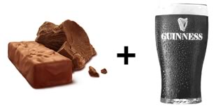 Photos of chocolate and Guinness.