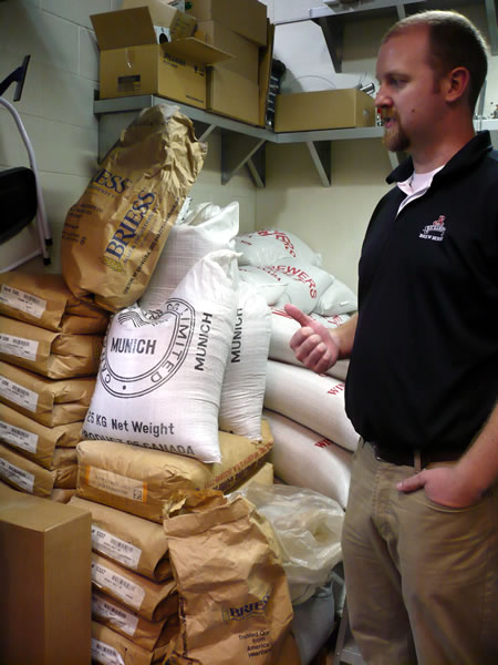 Bags of brewer\'s yeast in the storage room at the Air Canada Centre brewery