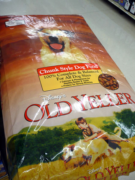 Bag of \"Old Yeller\" brand dog food