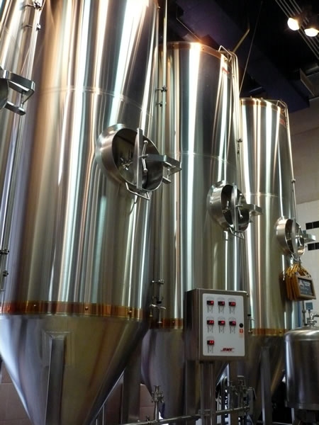 Silver tanks at the Air Canada Centre brewery