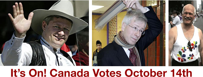 Stephen Harper, Stephane Dion and Jack Layton: "It's On! Canada Votes October 14th"
