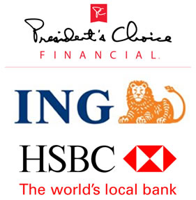 PC Financial, ING Direct and HSBC logos
