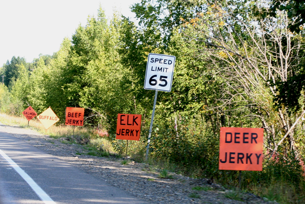 Beef, deer and elk jerky signs in Wasilla, Alaska