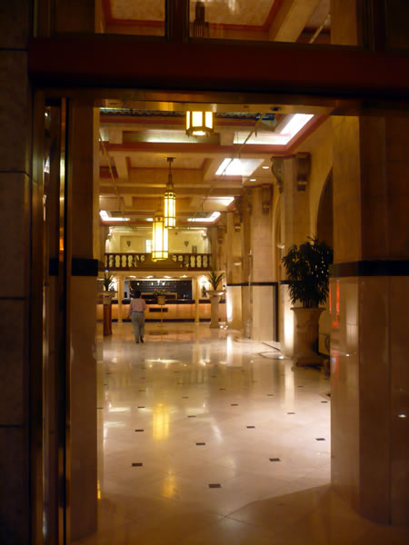 6. Hotel Cecil's marble lobby, looking in