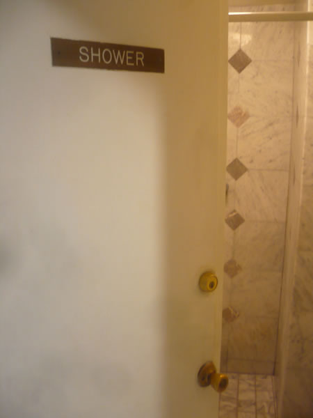 12. Hall shower at Hotel Cecil