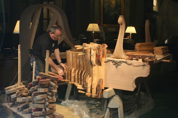 Sante Auriti working on a Steinway piano