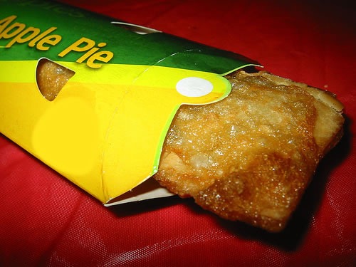Jester Burger's apple pie: a tube of pastry, whose skin is pocked from deep-frying