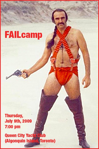 FailCamp poster, featuring Sean Connery in his role as "Zed" from "Zardoz"