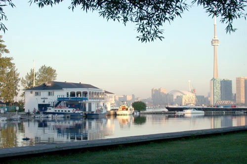 Queen City Yacht Club clubhouse, as seen from across the lagoon