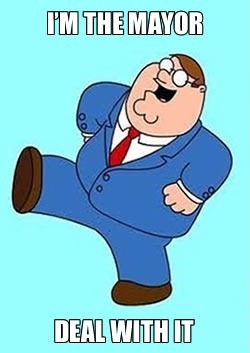 The official Rob Ford graphic: Peter Griffin in a suit, with the caption "I'm the mayor / Deal with it"