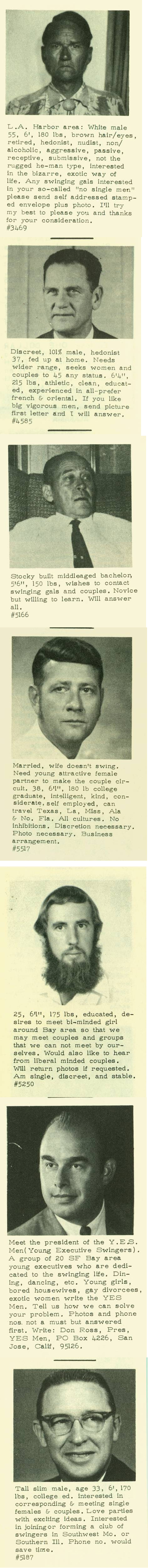 Series of swingers personal ads from the 1960s