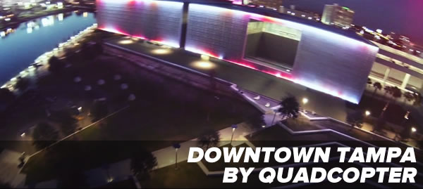 Night shot of Tampa Museum of Art, taken from the video