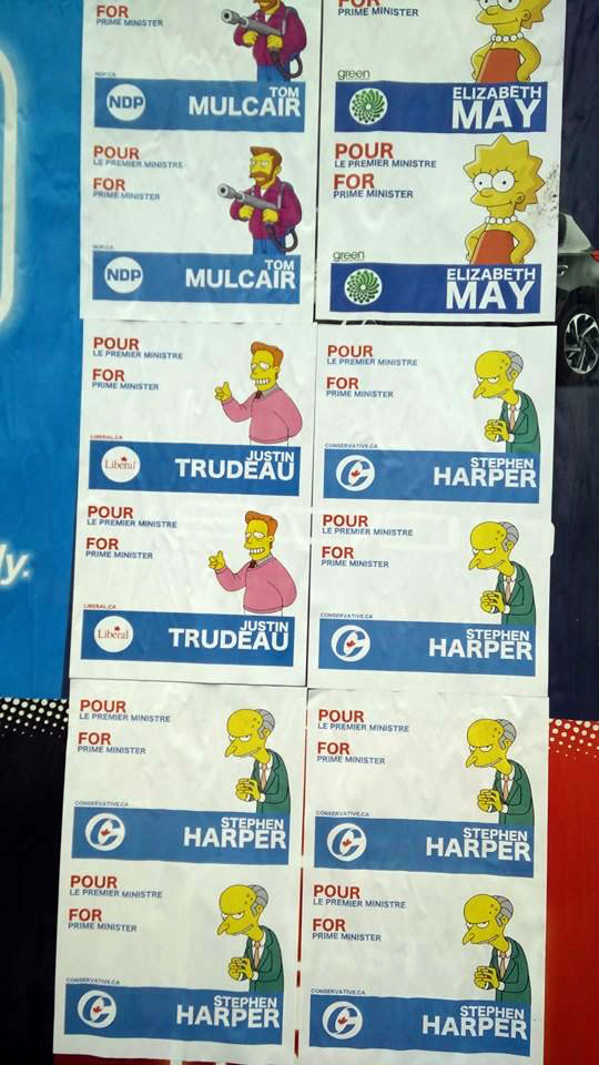 simpsons canadian election stickers