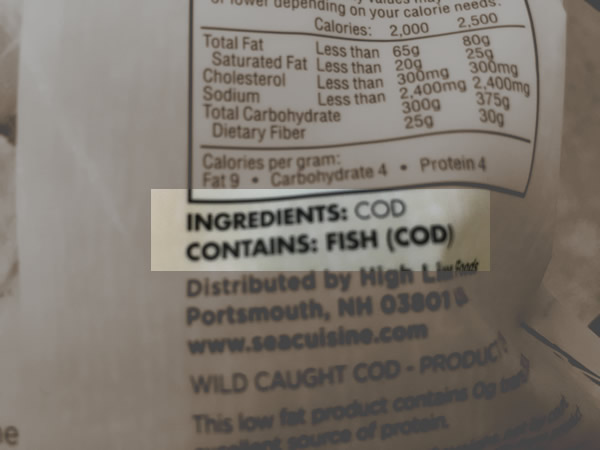 ingredients cod - contains fish (cod)
