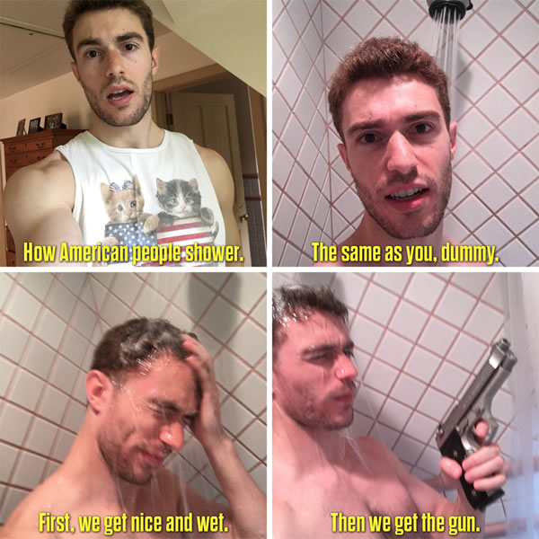 how americans shower