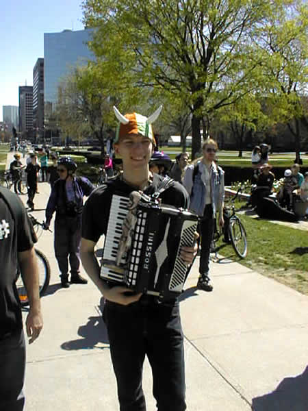 Karl Mohr with his accordion.