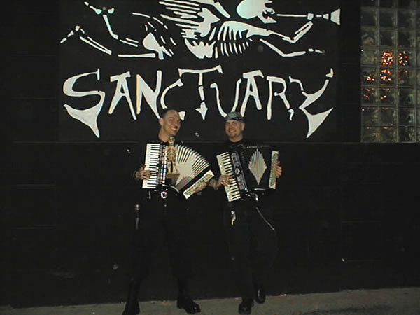 The bouncers with our accordions.