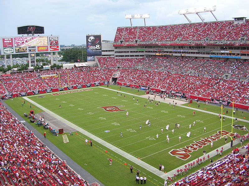 The football field at Raymond James Stadium, Tampa