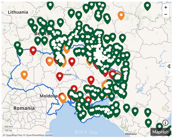 Screenshot of the Russia-Ukraine monitor map