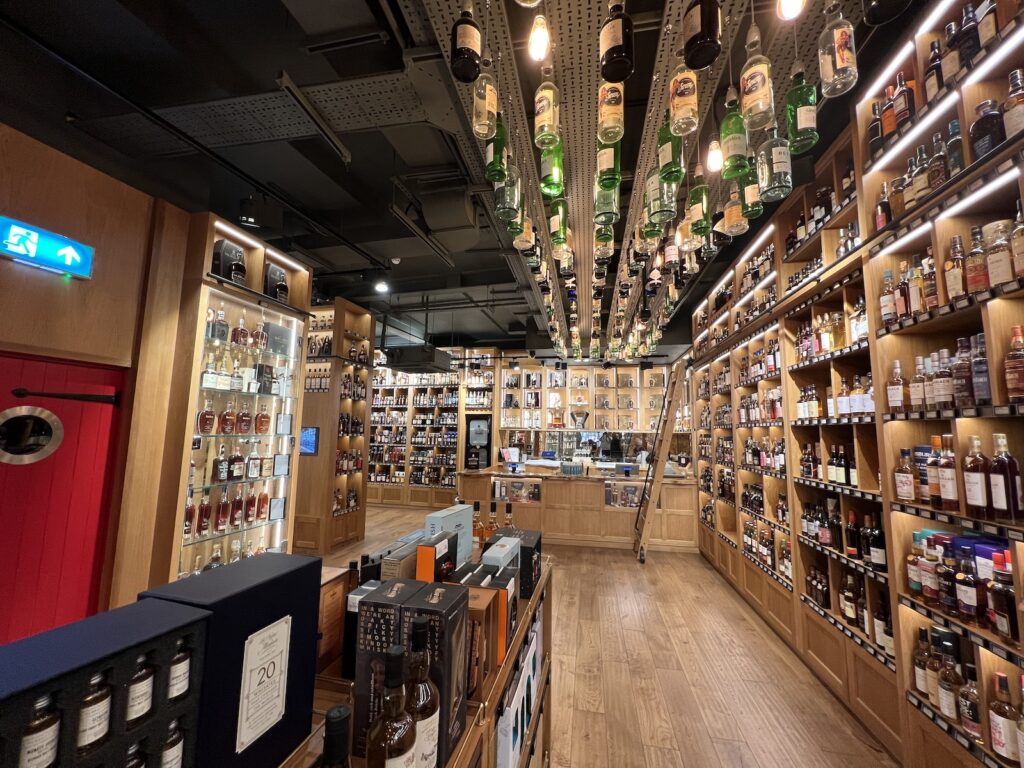 Interior of the Whisky Exchange, London Bridge shop, London, UK.