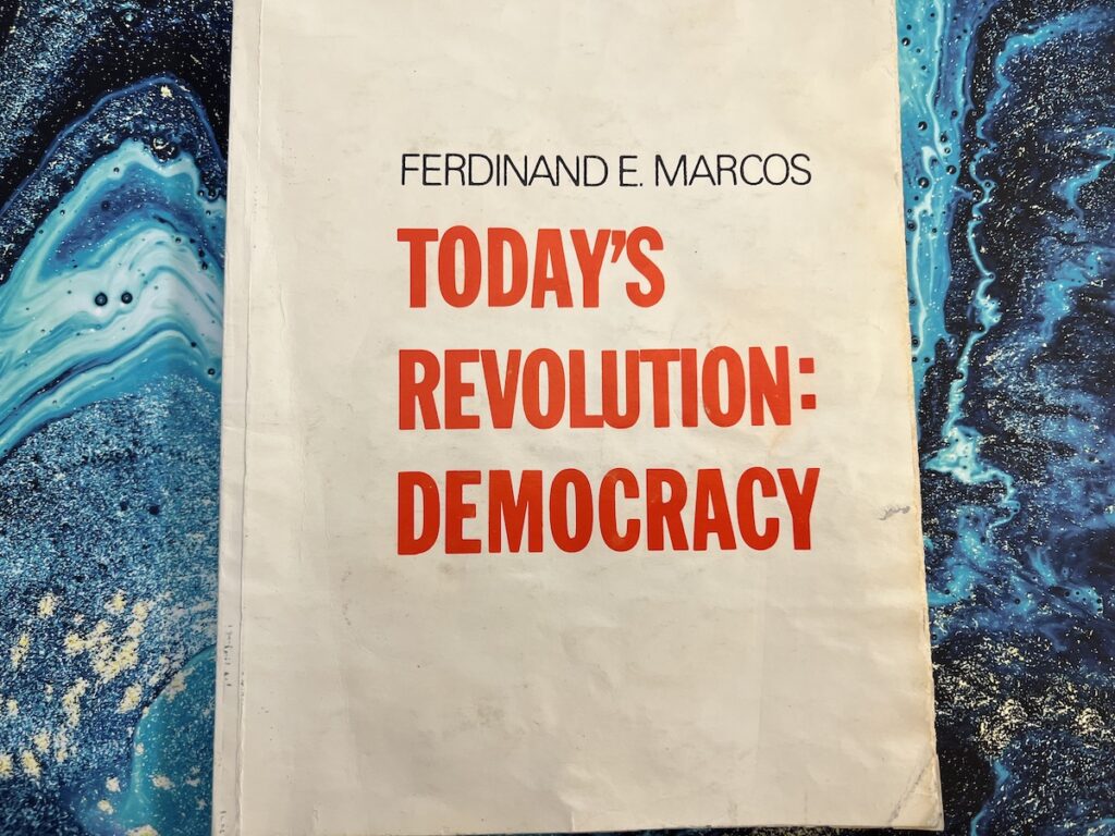 Cover of the book “Today’s Revolution: Decocracy” by Ferdinand E. Marcos.