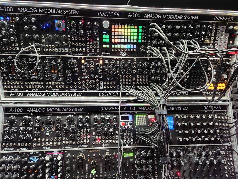 Upper two racks of the synth system.